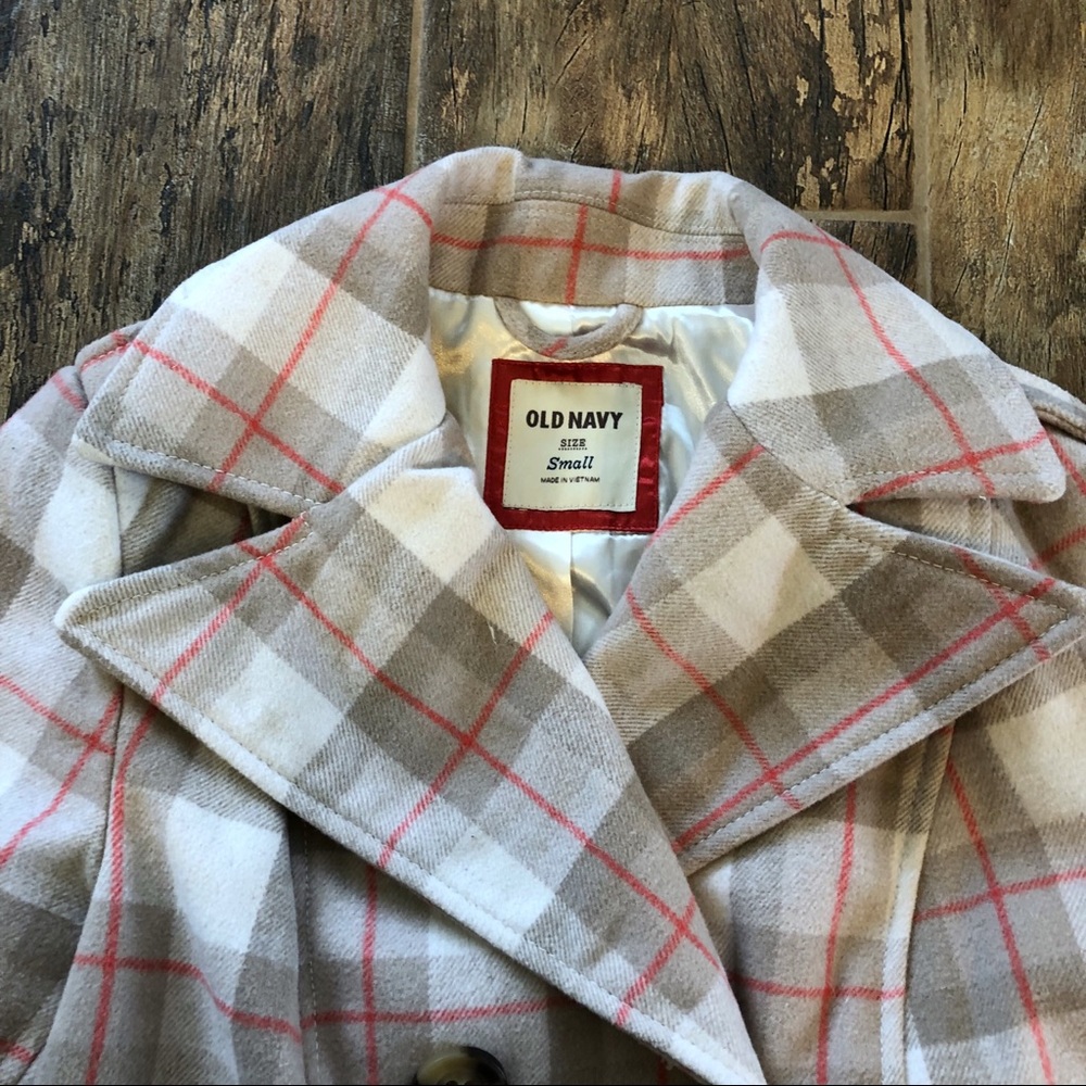 Old Navy Plaid Peacoat S Z25 - Picture 6 of 7